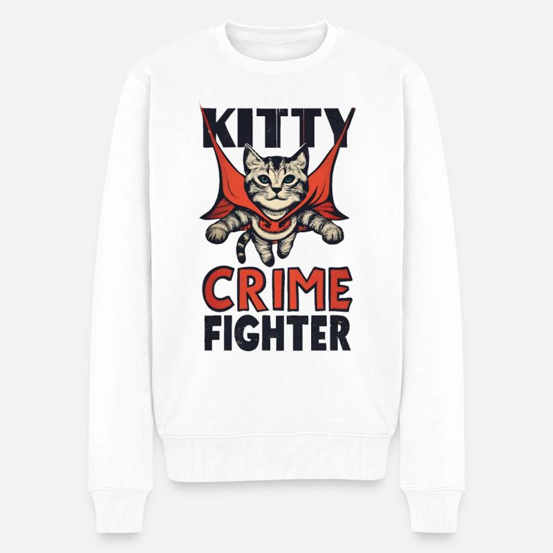 Chat super-héros - Pull Premium bio Homme - blanc