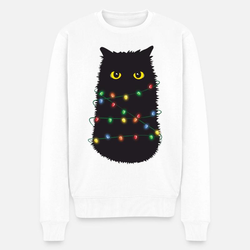 Gruseliges Katzen-Weihnachtsgeschenk - Männer Premium Bio Pullover - Weiß