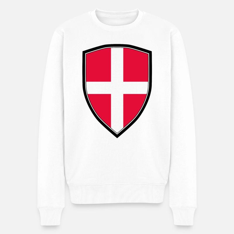 Dänemark Wappen - Männer Premium Bio Pullover - Weiß
