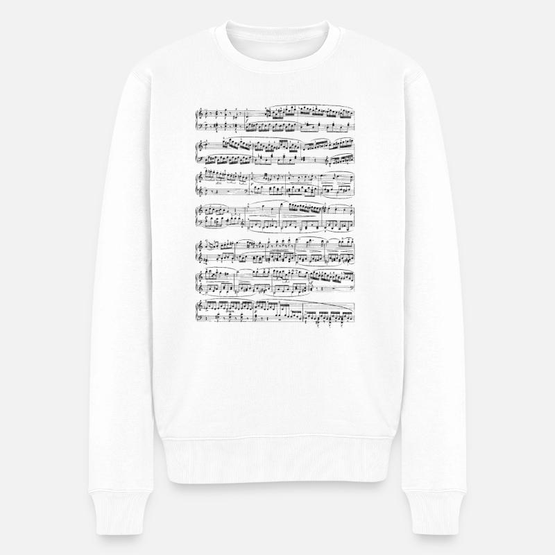 Musikpartition - Männer Premium Bio Pullover - Weiß