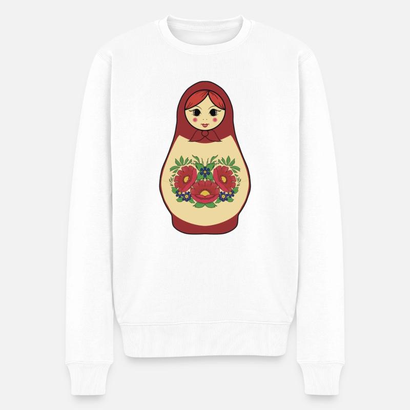 Matryoshka Illustration - Pull Premium bio Homme - blanc