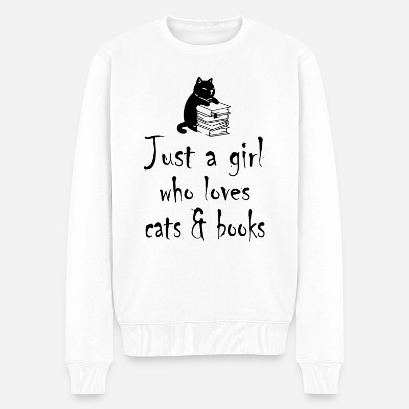 Cat Katze - Männer Premium Bio Pullover - Weiß
