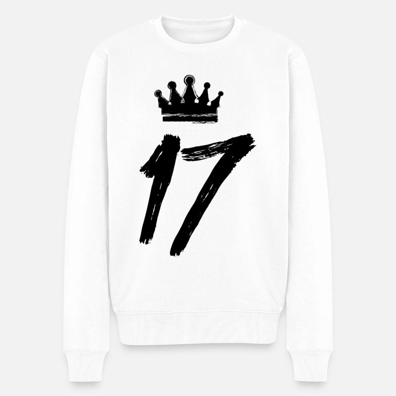 17 Zahl Krone - Männer Premium Bio Pullover - Weiß