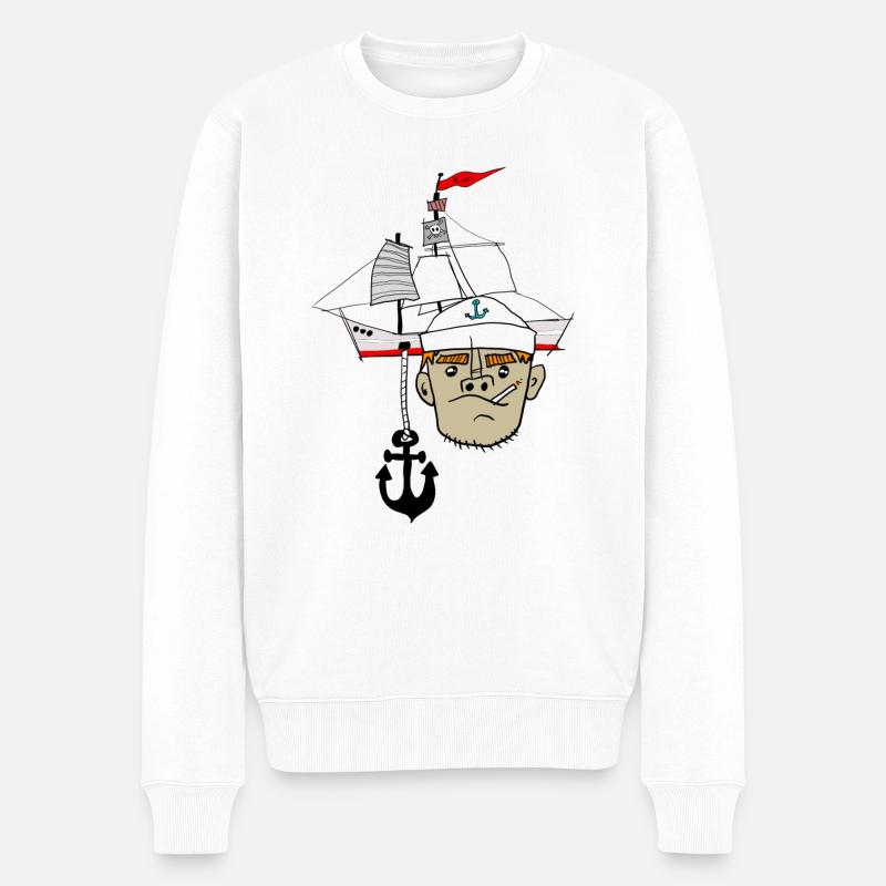 Matrose Anker Schiff - Männer Premium Bio Pullover - Weiß