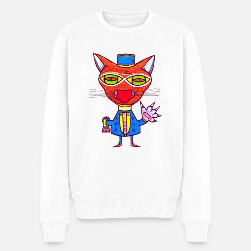Katzen Page - Männer Premium Bio Pullover - Weiß