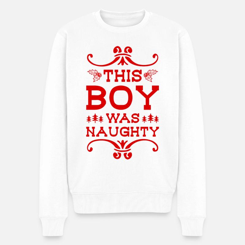 Boy was Naughty - Männer Premium Bio Pullover - Weiß