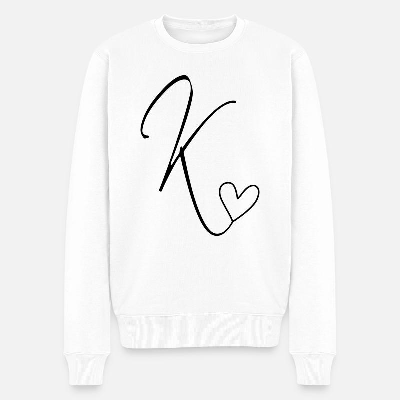 Lettre K Lettre-K Calligraphie - Pull Premium bio Homme - blanc