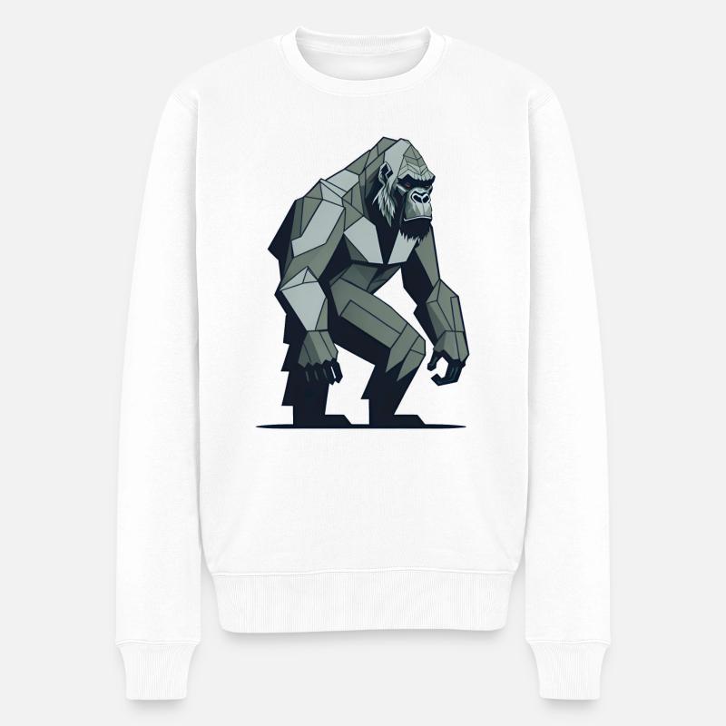 Geometrischer Gorilla - Männer Premium Bio Pullover - Weiß