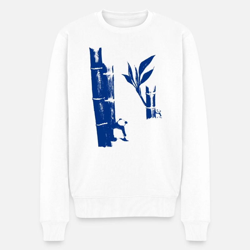 Pandabären - Männer Premium Bio Pullover - Weiß
