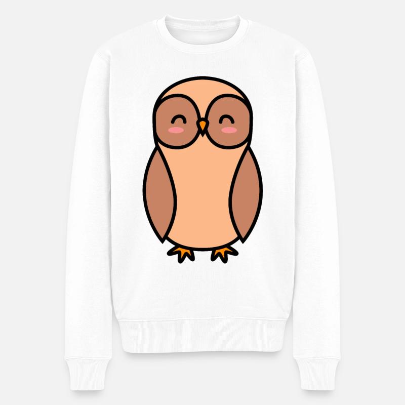 Eule Comic - Männer Premium Bio Pullover - Weiß