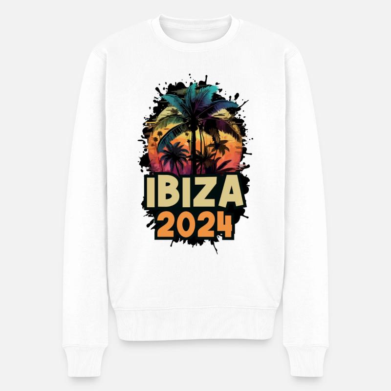 Ibiza 2024 Urlaub Spruch - Männer Premium Bio Pullover - Weiß