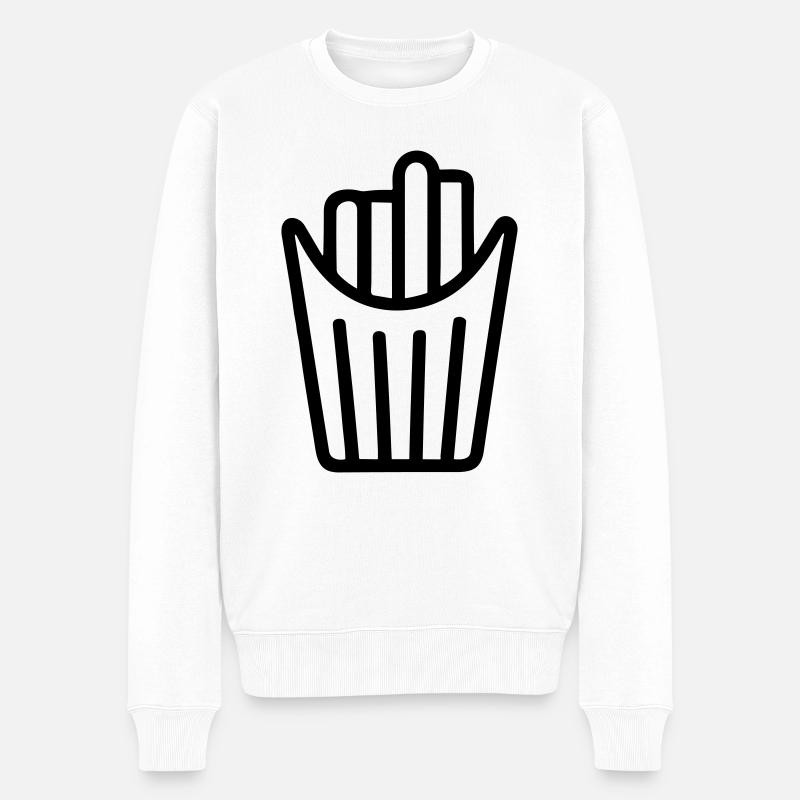 Pommes Frites Tüte - Männer Premium Bio Pullover - Weiß