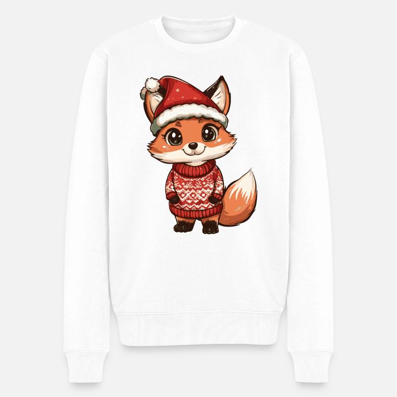 Fuchs Weihnachten - Männer Premium Bio Pullover - Weiß