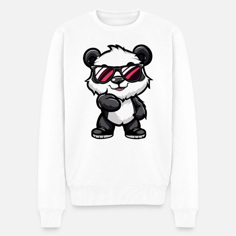 Panda Bande Dessinée Cool - Pull Premium bio Homme - blanc
