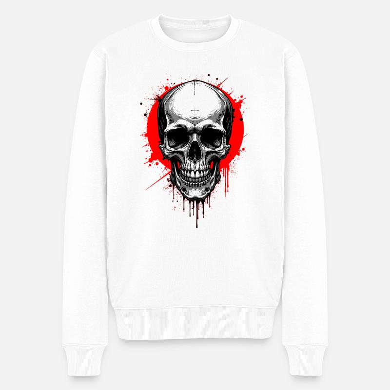 Totenkopf - Skull - Schädel - Männer Premium Bio Pullover - Weiß