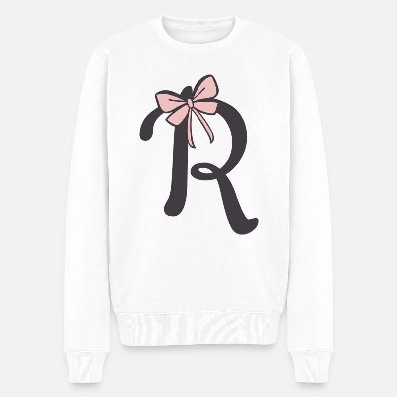 Anfangsbuchstabe R Schleifchen - Männer Premium Bio Pullover - Weiß