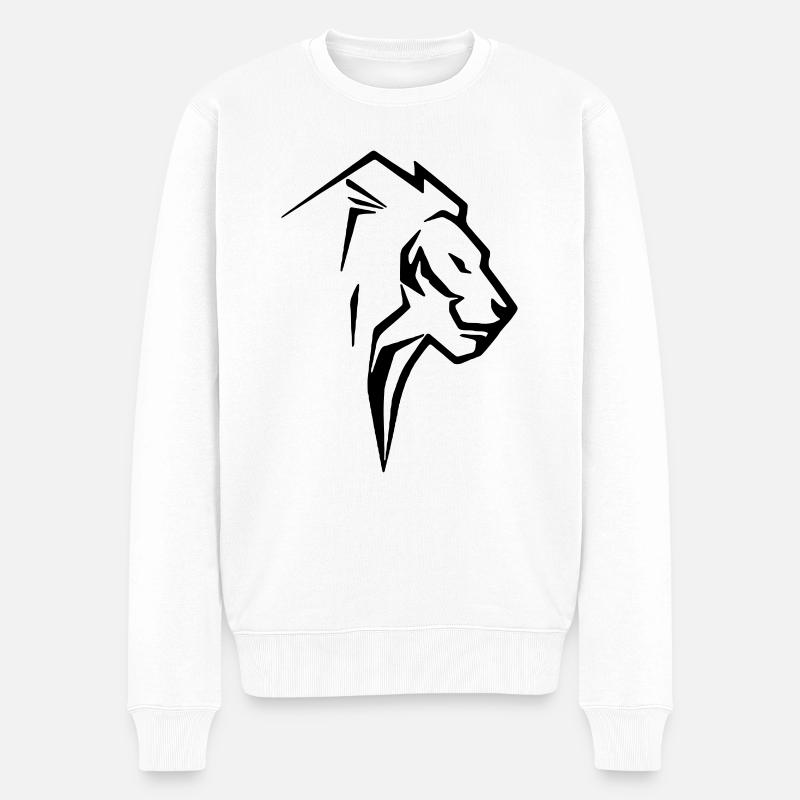 Löwe - Männer Premium Bio Pullover - Weiß