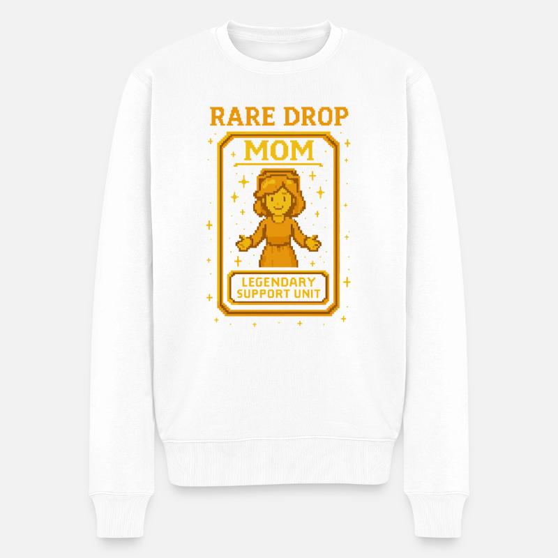 Seltenes Pixel-Drop – Legendäre Mama-Unterstützung - Männer Premium Bio Pullover - Weiß