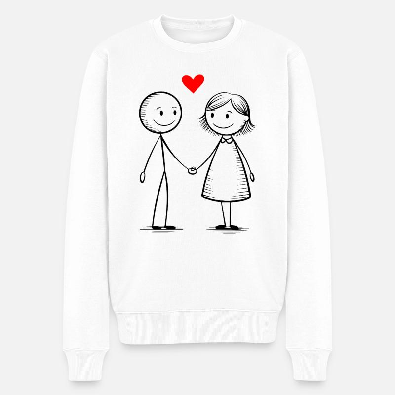 Verliebtes Paar - Männer Premium Bio Pullover - Weiß