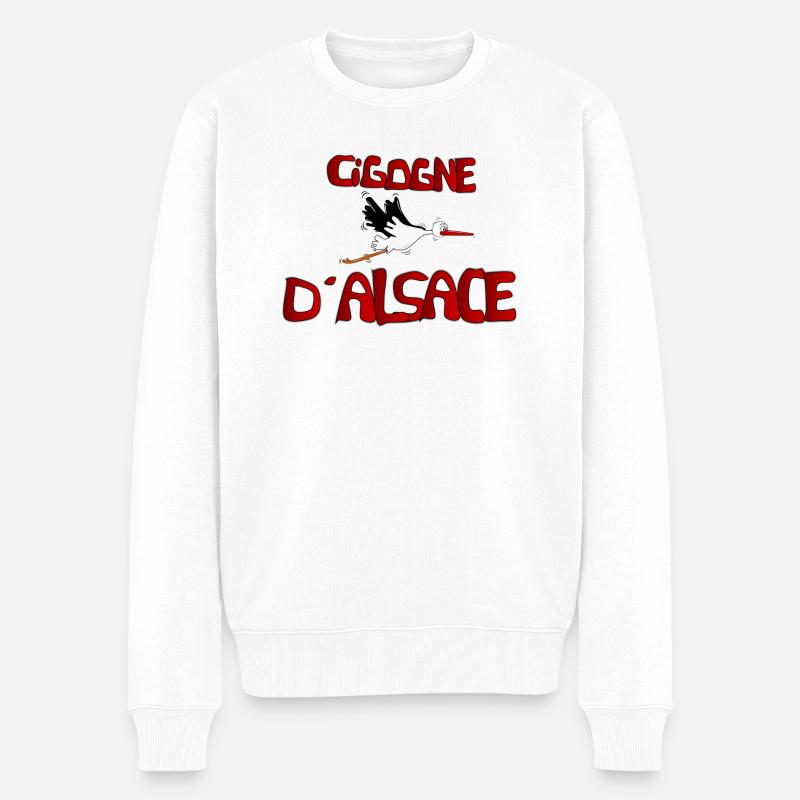 Cigogne d Alsace - Pull Premium bio Homme - blanc