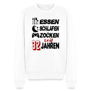 Geburtstag 32 Zocken Spielen Gaming Schlafen - Männer Premium Bio Pullover - Weiß - Vorne - Thijin (182cm)
