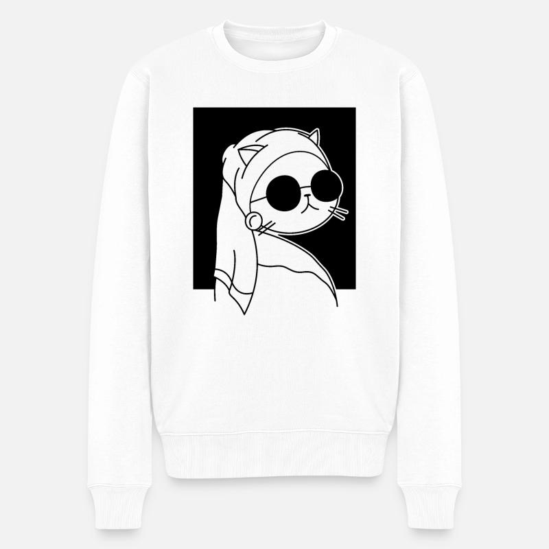 Katzenporträt - Männer Premium Bio Pullover - Weiß