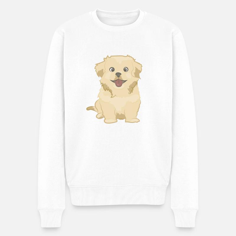 Chien mignon comme illustration - Pull Premium bio Homme - blanc