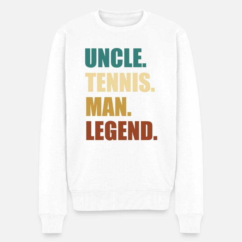 Tennis Onkel Legende - Männer Premium Bio Pullover - Weiß