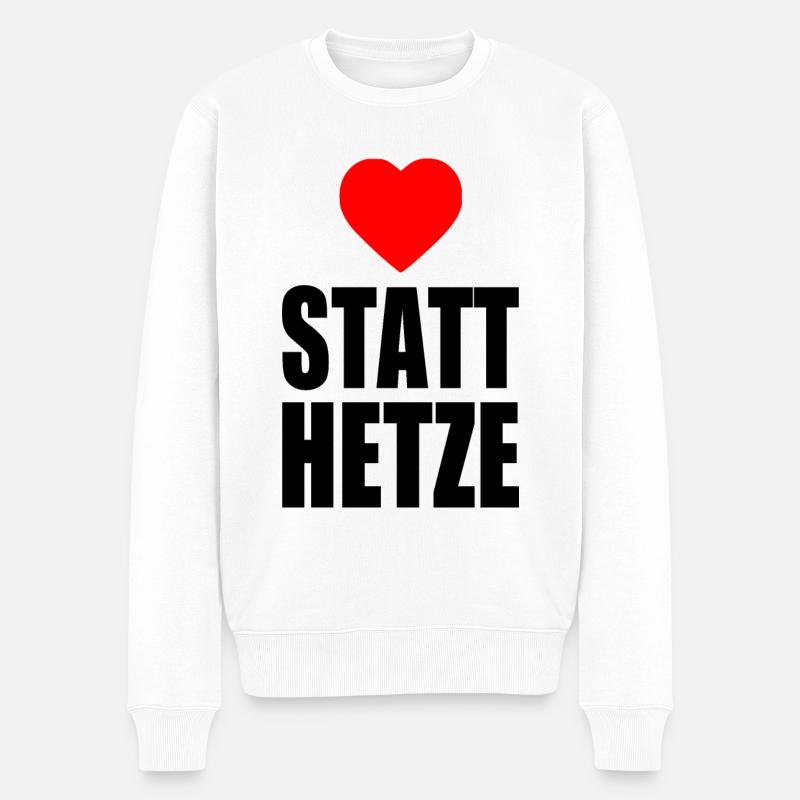 Herz statt hetze - Männer Premium Bio Pullover - Weiß