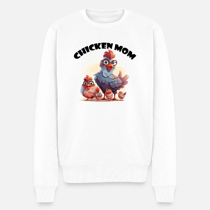 chicken mom - Hühnermama - Männer Premium Bio Pullover - Weiß