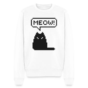 PIXEL KATZE - Männer Premium Bio Pullover - Weiß - Vorne - Thijin (182cm)