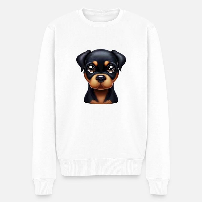 Chiot Rottweiler ludique - Pull Premium bio Homme - blanc