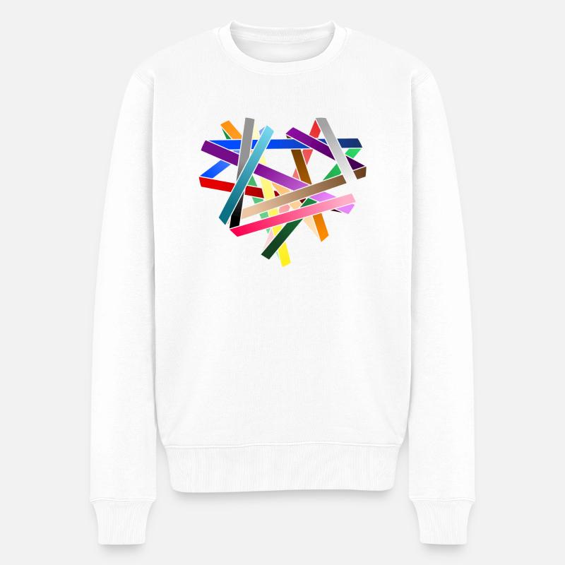LOVE - kreuz und quer gewickelt - Männer Premium Bio Pullover - Weiß