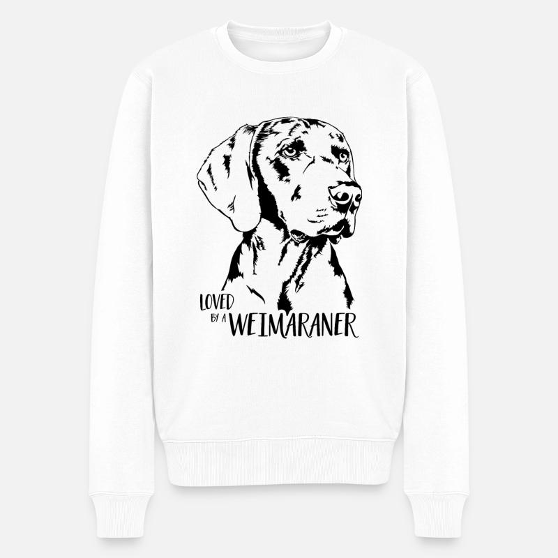 Loved by a Weimaraner Hundespruch Hunde Wilsigns - Männer Premium Bio Pullover - Weiß