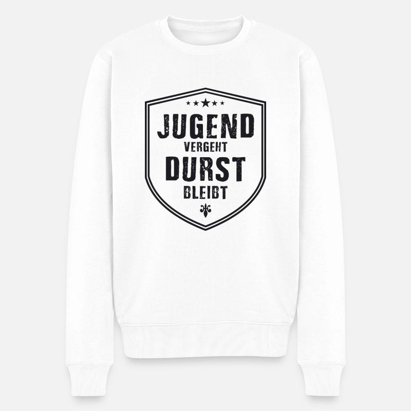 Jugend vergeht Durst bleibt - Männer Premium Bio Pullover - Weiß
