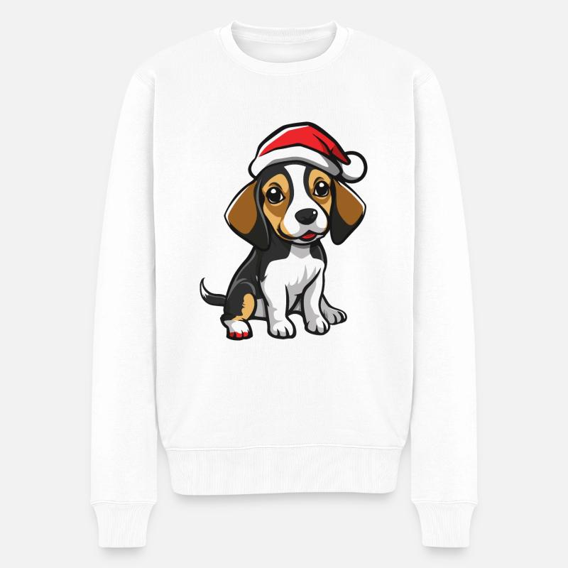 Beagle Hund Weihnachten - Männer Premium Bio Pullover - Weiß