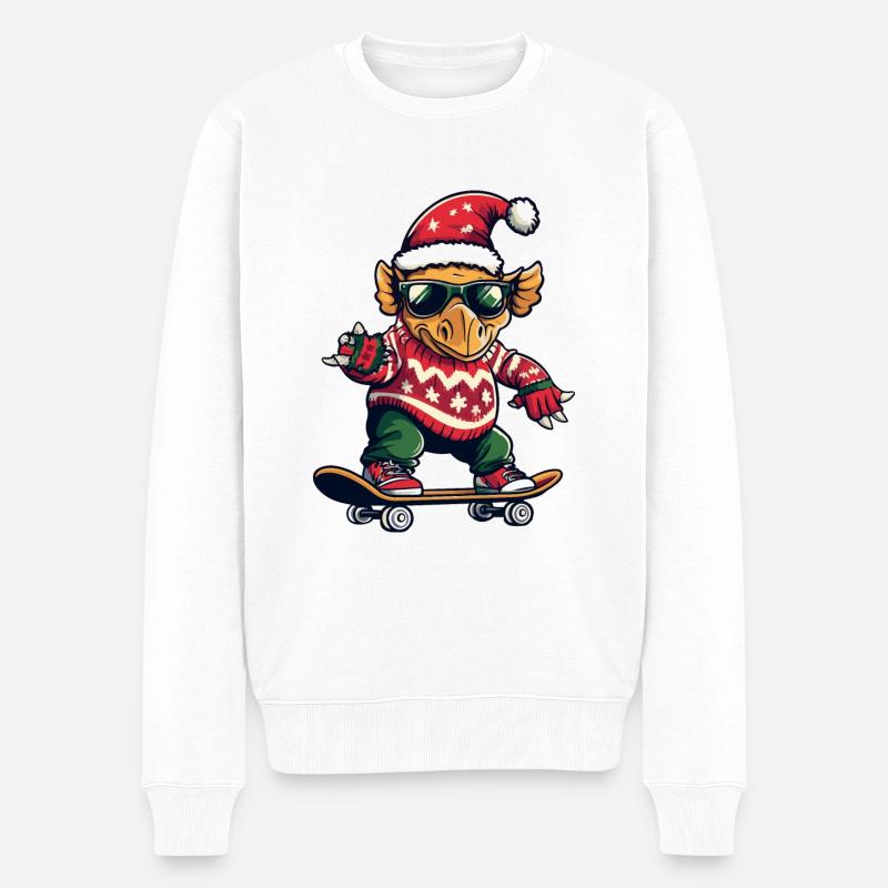 Dinosaure tricératops Noël drôle - Pull Premium bio Homme - blanc