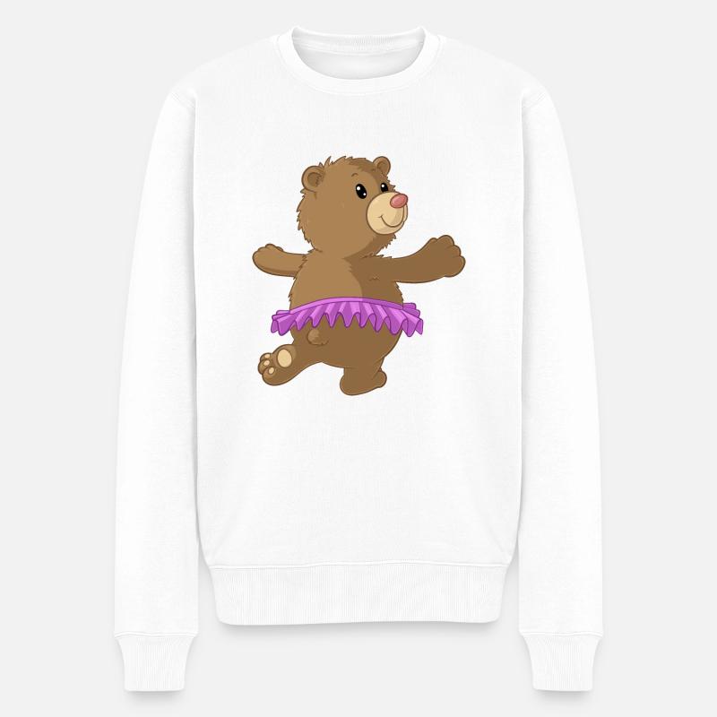 Tanzender Comic Bär - Männer Premium Bio Pullover - Weiß