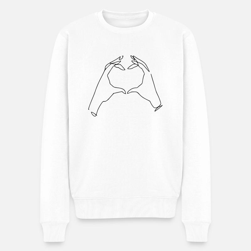 Herz Hand - Männer Premium Bio Pullover - Weiß