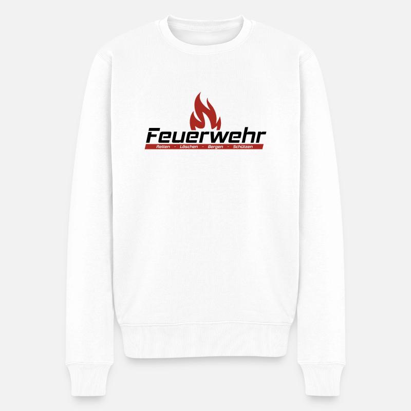 Feuerwehr - Retten, Löschen, Bergen, Schützen - Männer Premium Bio Pullover - Weiß