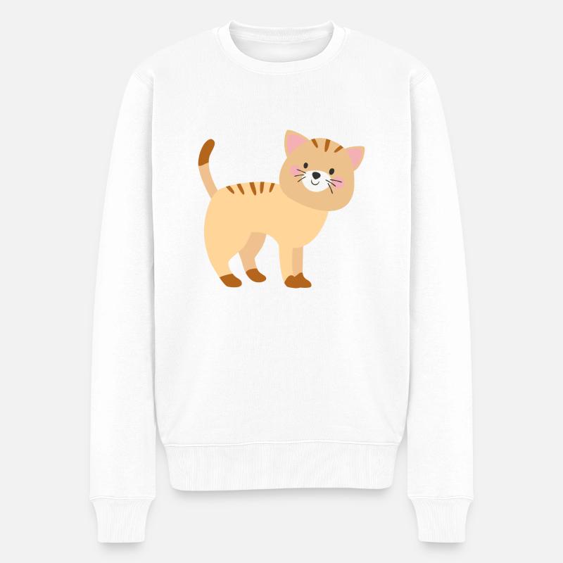 Süße Katze - Männer Premium Bio Pullover - Weiß