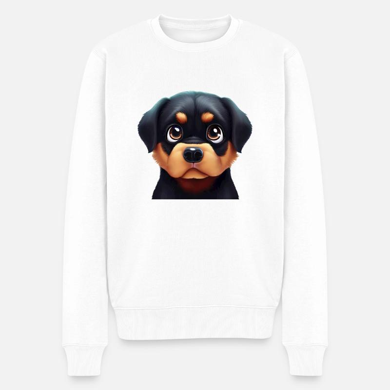 Freundliches Rottweiler-Gesicht - Männer Premium Bio Pullover - Weiß
