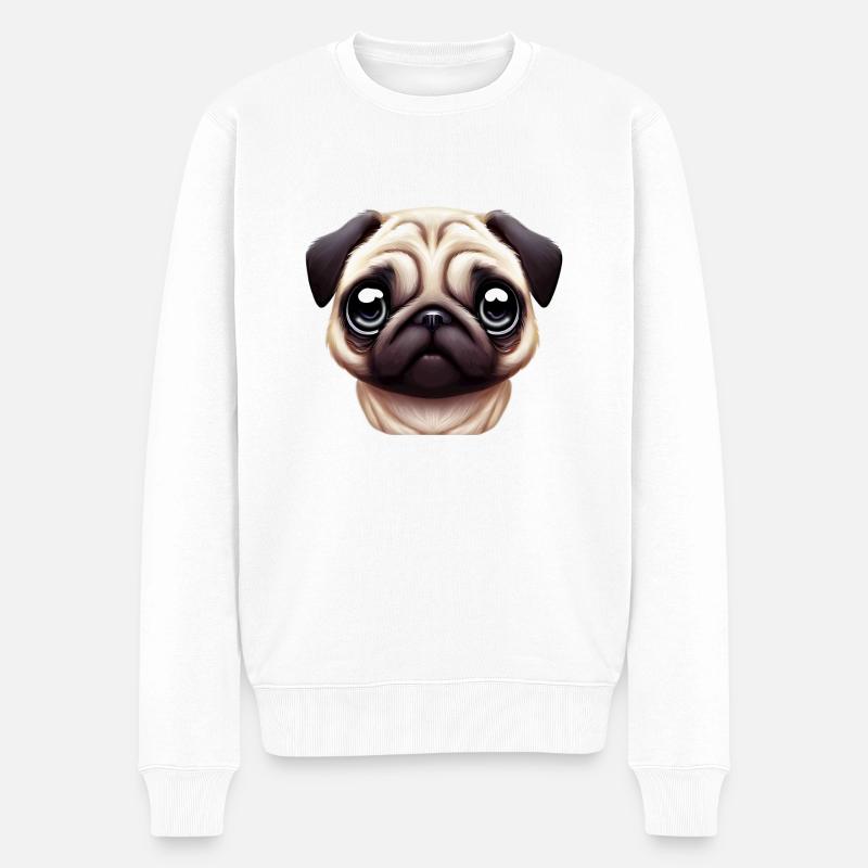 Portrait unique de carlin - Pull Premium bio Homme - blanc