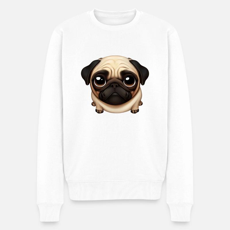 Mops-Liebe-Design - Männer Premium Bio Pullover - Weiß