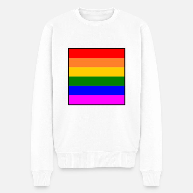 Regenbogen - Männer Premium Bio Pullover - Weiß