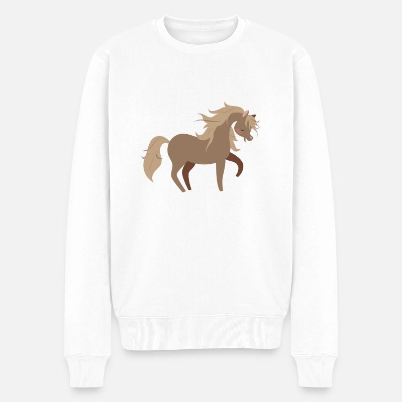 Pferde - Männer Premium Bio Pullover - Weiß