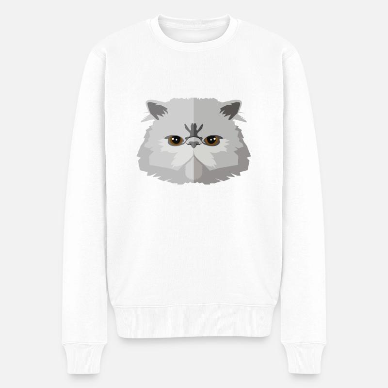 Katze - Männer Premium Bio Pullover - Weiß