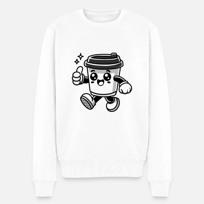 En dejlig smilende kop kaffe - Økologisk premium-sweatshirt til mænd - hvid