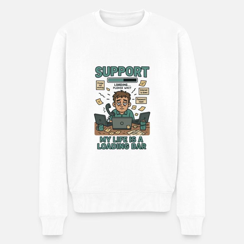 IT Support Everyday Life with Loading Bars - Men's Premium Organic Jumper - white