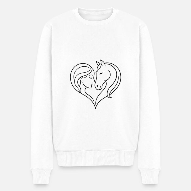 L’amour infini pour les chevaux - Pull Premium bio Homme - blanc